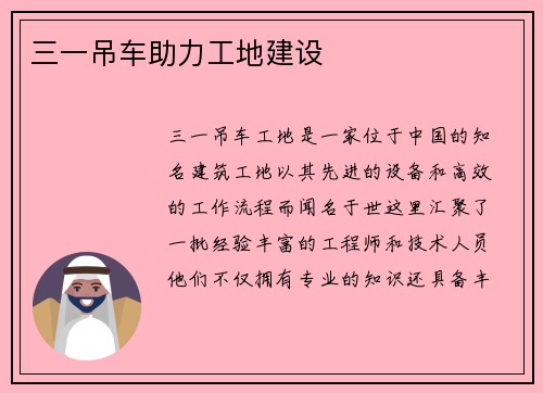 三一吊车助力工地建设