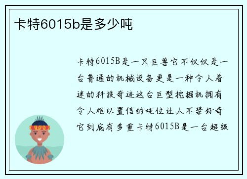卡特6015b是多少吨